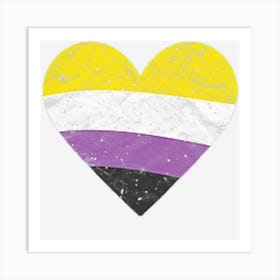 Non Binary Flag Heart Lgbt Pride Month Left Chest Art Print