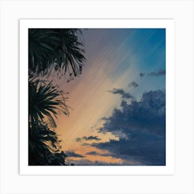 Sunset Over Palm Trees Art Print