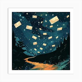 Night Sky With Envelopes Art Print