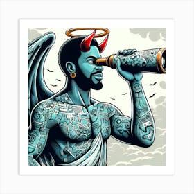 Devil Looking Through Binoculars Art Print