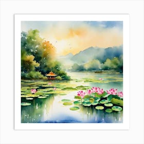 Lotus Pond 1 Art Print