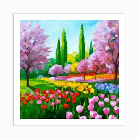 a flower garden in spring 6 Art Print