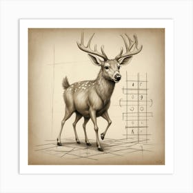 Deer Drawing 8 Art Print