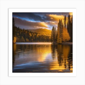 Sunset At The Lake 3 Art Print