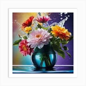 Colorful Flowers In A Vase 21 Art Print