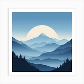 Misty mountains background in blue tone 52 Art Print