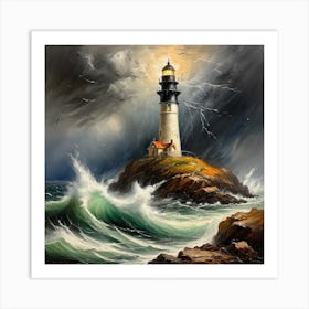 Stormy Lighthouse Art Print