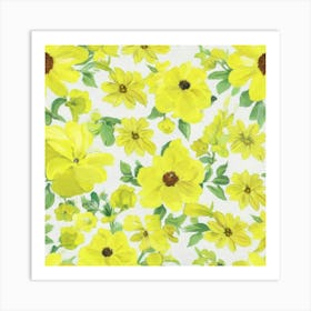 seamless pattern of yellow Flowers Art Print