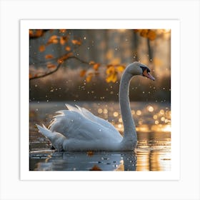 Swan In Autumn Art Print