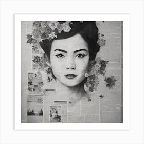 Asian Woman With Flowers Art Print