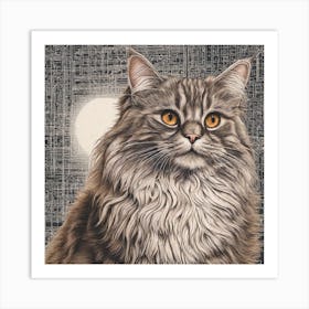 Grey Coon Cat Art Print