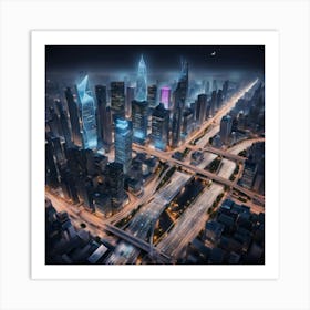 Cityscape At Night Art Print