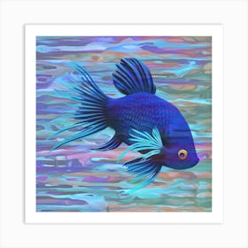 Blue Siamese Fish Art Print
