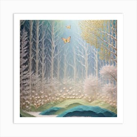 Paper butterfly woods Art Print