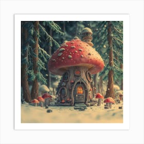 Red mushroom shaped like a hut 7 Art Print