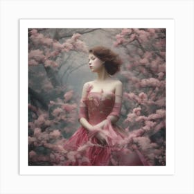 Girl In A Pink Dress Art Print