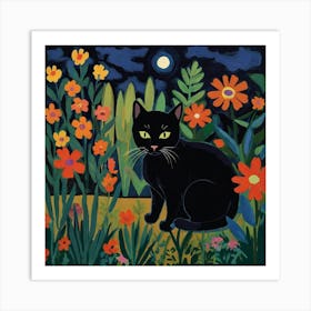 Cat In The Garden 1 Art Print