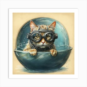 Cat In Goggles 2 Art Print