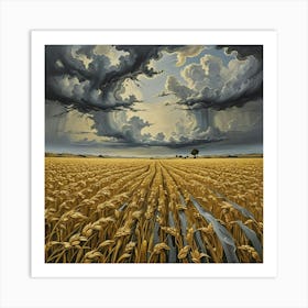 Storm Clouds Over Wheat Field Art Print