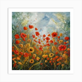 Blooming Radiance A Vibrant Field Of Flowers (2) Art Print