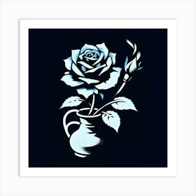 Blue Rose In A Vase Poster