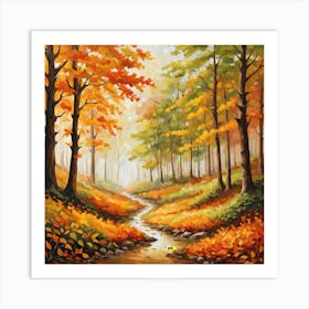 Forest In Autumn In Minimalist Style Square Composition 83 Art Print