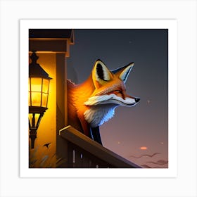 Fox In The Night Art Print