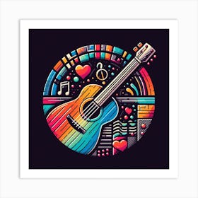 Colorful Guitar Art Print