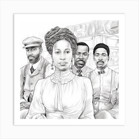 Black Family Coloring Page Art Print