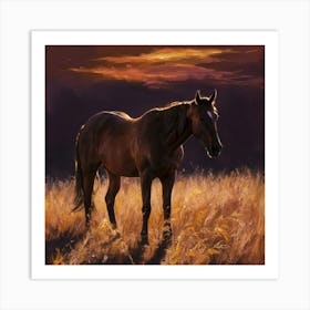 Sunset Horse 80 Art Print