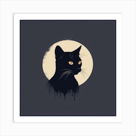 Black Cat In The Moonlight Art Print