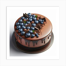 Chocolate Cake With Blueberries Art Print