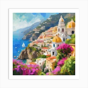 Amalfi Coast Impressions Sunny Day In Vibrant Oil (7) Art Print