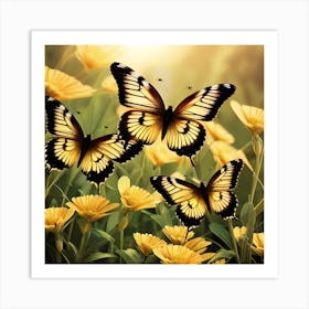 Butterflies In The Meadow 3 Art Print