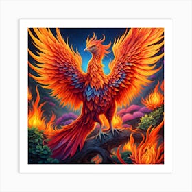 Eternal Flames: Phoenix's Radiant Realm Art Print