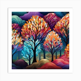 Colorful Trees Art Print