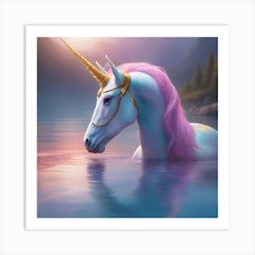 Unicorn In The Water 3 Art Print