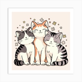 Purrfect Trio - Three cats Art Print