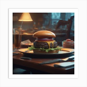 Burger On A Plate 126 Art Print