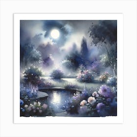 Moonlit Garden (2) Art Print