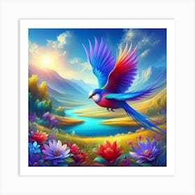 Bird with colours Art Print