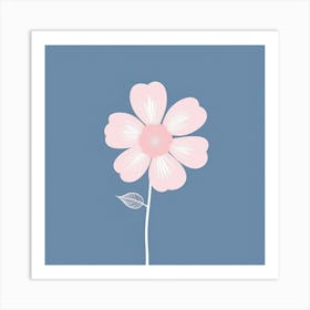 A White And Pink Flower In Minimalist Style Square Composition 567 Art Print