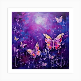 Music Notes And Butterflies 1 Art Print