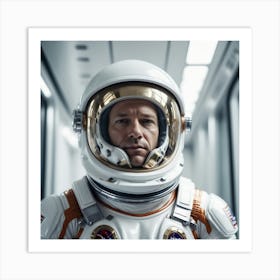 Astronaut Day Spaceman In White Space Suit Costume Open Glass Helmet 3 Art Print