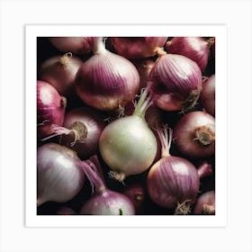 Onion On A Black Background Art Print