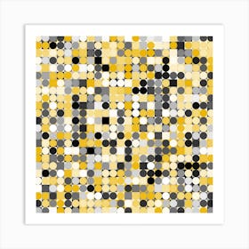 Abstract Yellow And Black Dots Art Print