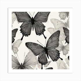 Black And White Butterflies 11 Art Print