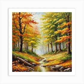 Forest In Autumn In Minimalist Style Square Composition 92 Art Print