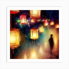 Lanterns In The Night Art Print