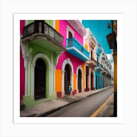 Colorful Street In Cuba Art Print